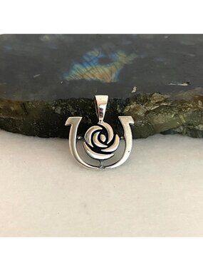 Darren K. Moore Sterling Silver 925 Kentucky Derby Rose & Horseshoe Pendant